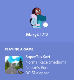 Discord user playing SuperTuxKart